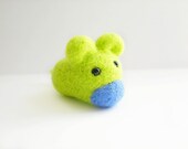 Green Felt Mouse - Needle Felted Lime Green Small Animal Sculpture