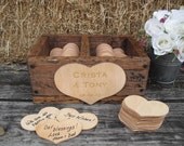 GUEST BOOK ALTERNATIVE Rustic Wedding Divided Rustic Barnwood Style Box with Engraved Personalization - Item 1399