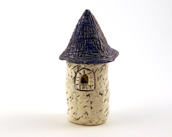 Little Clay Tower, Blue and Cream Castle Tower