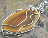 Tranquil Waters, Handcut Agate Slice, and Sterling Silver filled Pendant, ThePurpleLilyDesigns