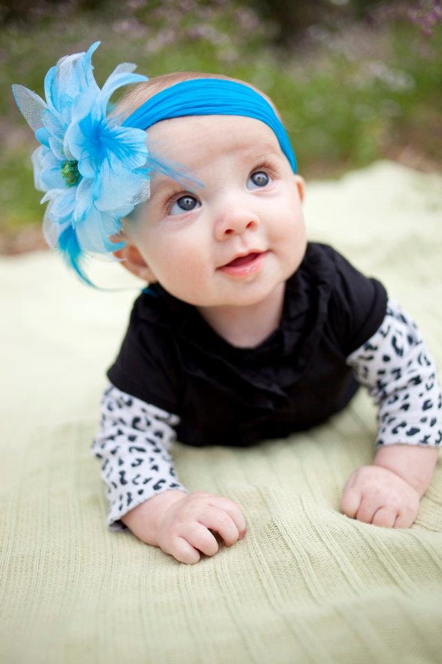 Teal Headband in size 2.25" with the Dark Teal Glitter Flower