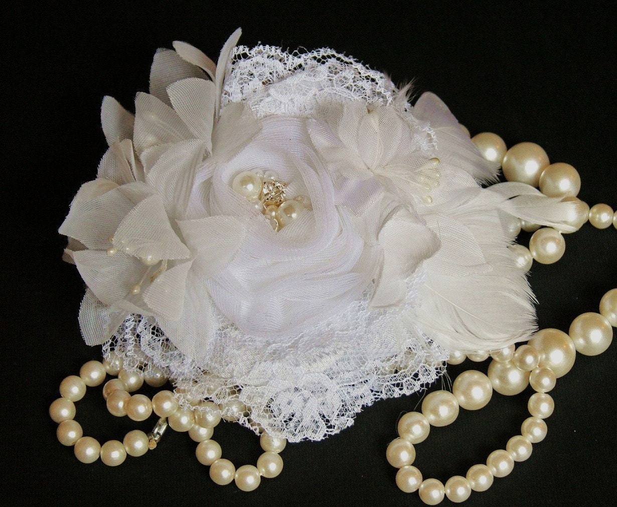 Wedding Bridal Fascinator, Wedding Headpiece, Bridal Hair Flower, Bridal Fascinator, White, Wedding Hair Accessories, Ready to Ship
