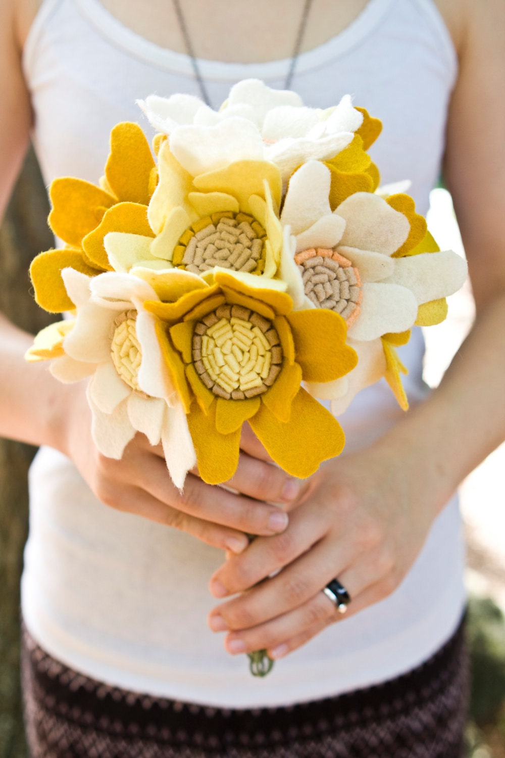 The Little Heather Wedding Bouquet - Felt Flower - Custom - Made to order