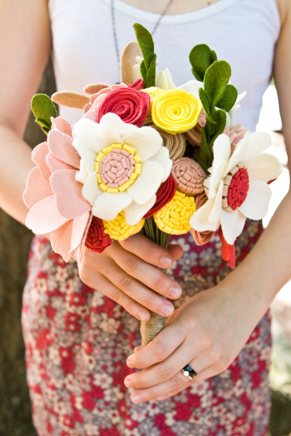 Custom Wedding Wildflower Felt Bouquet - Alternative Wedding Flowers - Hot Air Balloon Inspired -