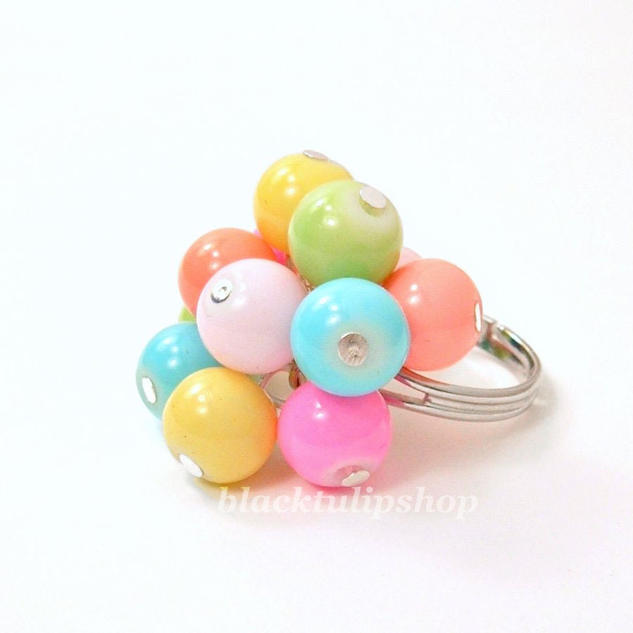 Kawaii Sweet Lolita Decora/Fairy Kei Retro 80s Mod Candy Drops Bauble Ring