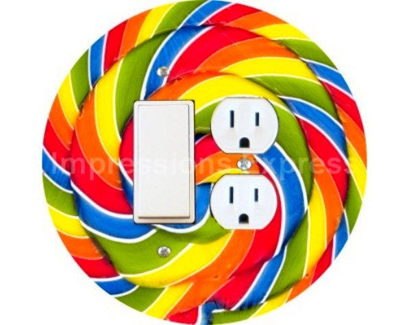 Giant Lollipop Double Rocker Switch and Duplex Outlet Plate Cover