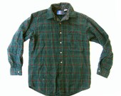Vtg Forest Colors Pendleton Wool Flannel, medium