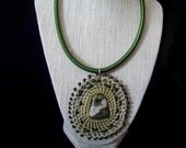 Sweetgrass woven around a Rainforest Jasper stone- NECKLACE