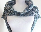 HandKnit Shrug Bolero Blue and Taupe Ladies