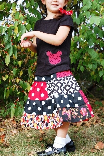 Modern Minnie Mouse Outfit Set Disney Mickey Skirt Shirt Black