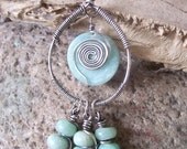 Amazonite Wire Wrapped Hippie Boho Pendant
