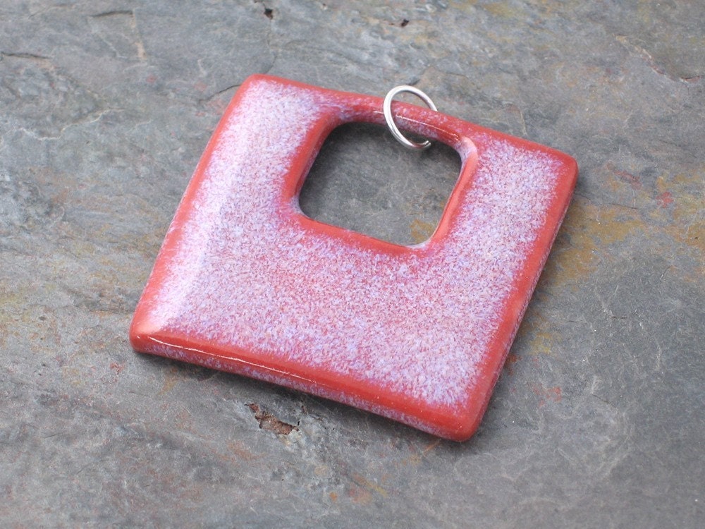 Small Square Pendant in Magenta