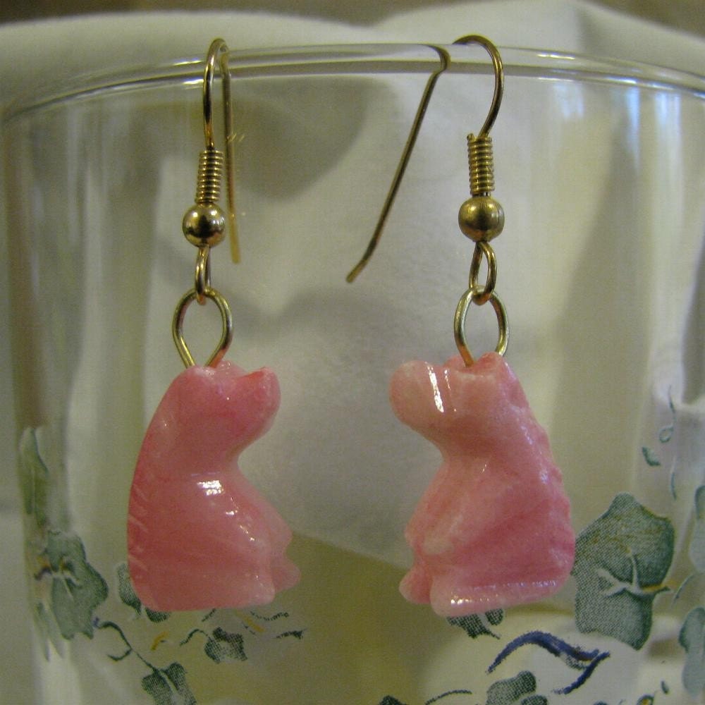 SALE - Rose Quartz Bear Earrings