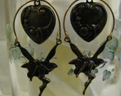 Brass Fairy Heart Earrings