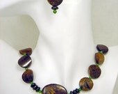 Bronzite and Jade Necklace and Earrings Set