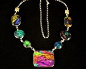 Colours  Dichroic Art Glass and Sterling Silver Necklace