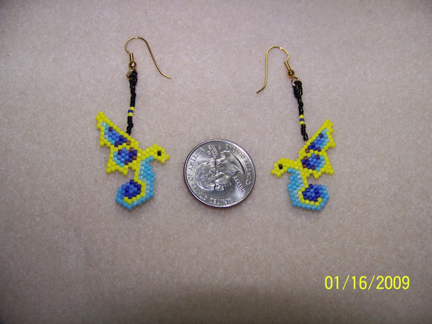 DRAGON beaded earrings in brick stitch