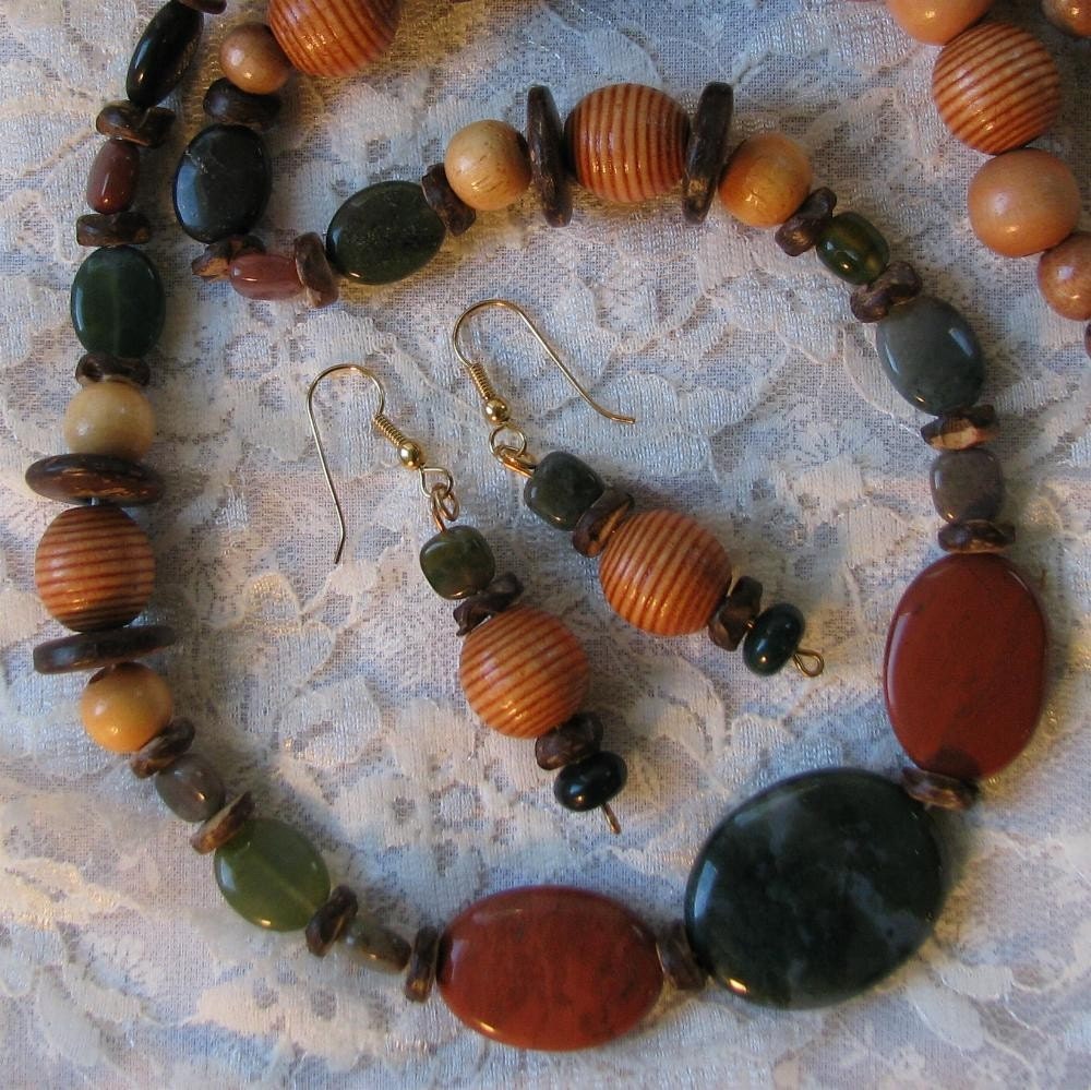 Belle Terre Jasper and Wood Necklace Set