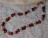 SALE - Flower Chain Beaded Necklace - Handmade Original Design