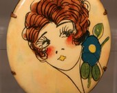 Printed Celluloid Flapper Brooch