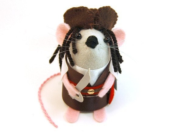 Pirate Mouse ornament felt rat hamster mice cute gift for animal lover or collector - Captain White Whiskers - READY TO SHIP