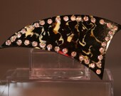 Faux Tortoise-Shell Bakelite Brooch with Rhinestones