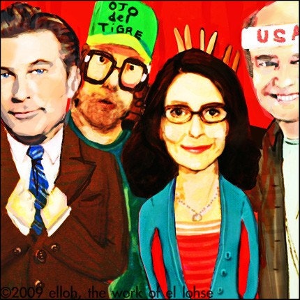 Ode to 30 Rock ... Liz Lemon and her work family ... print by elloh