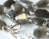 SALE 25 PERCENT OFF Dark Smoke Necklace - Labradorite and Sterling Silver