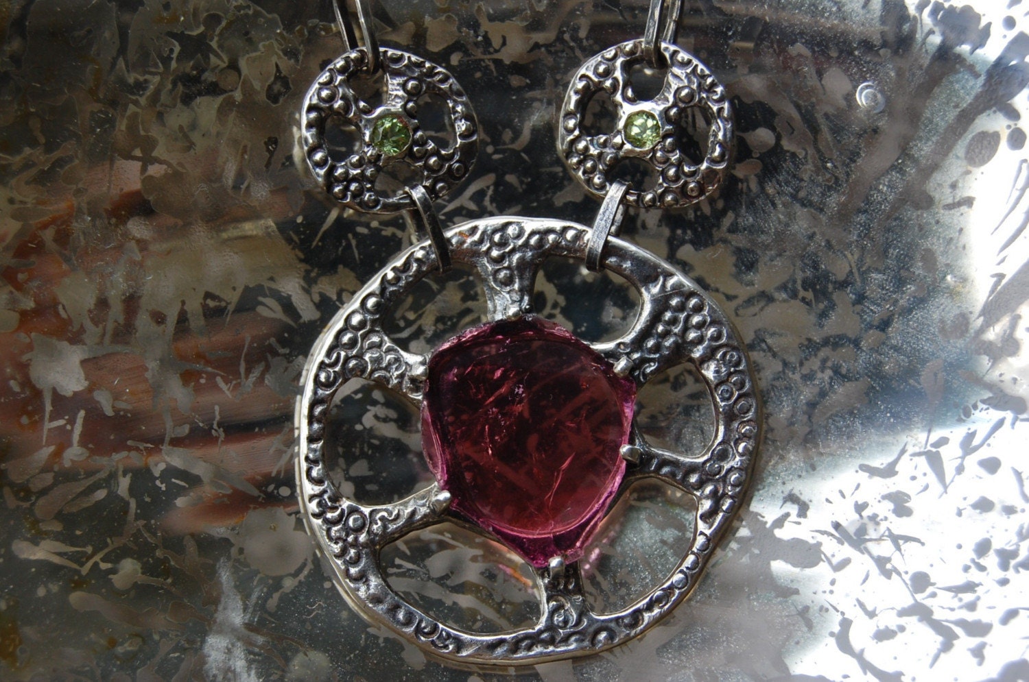 Tourmaline Wheel Necklace-Pink