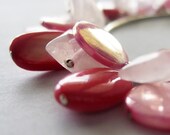 OOAK - Mother of Pearl and Rose Quartz Bangle Bracelet in Bubble Gum Pink