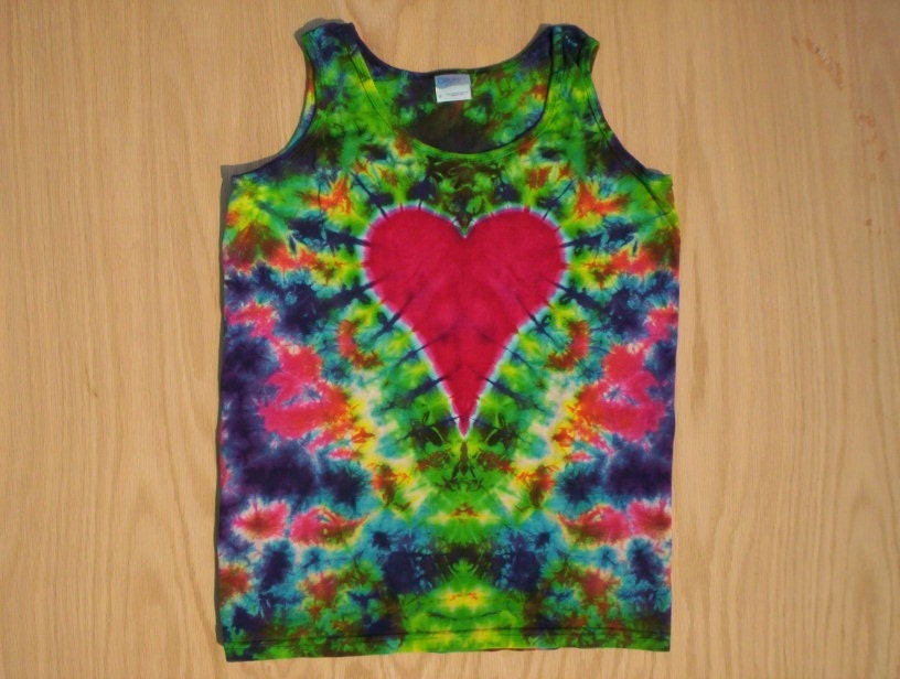 Tie Dye Heart Ladies Tank Top