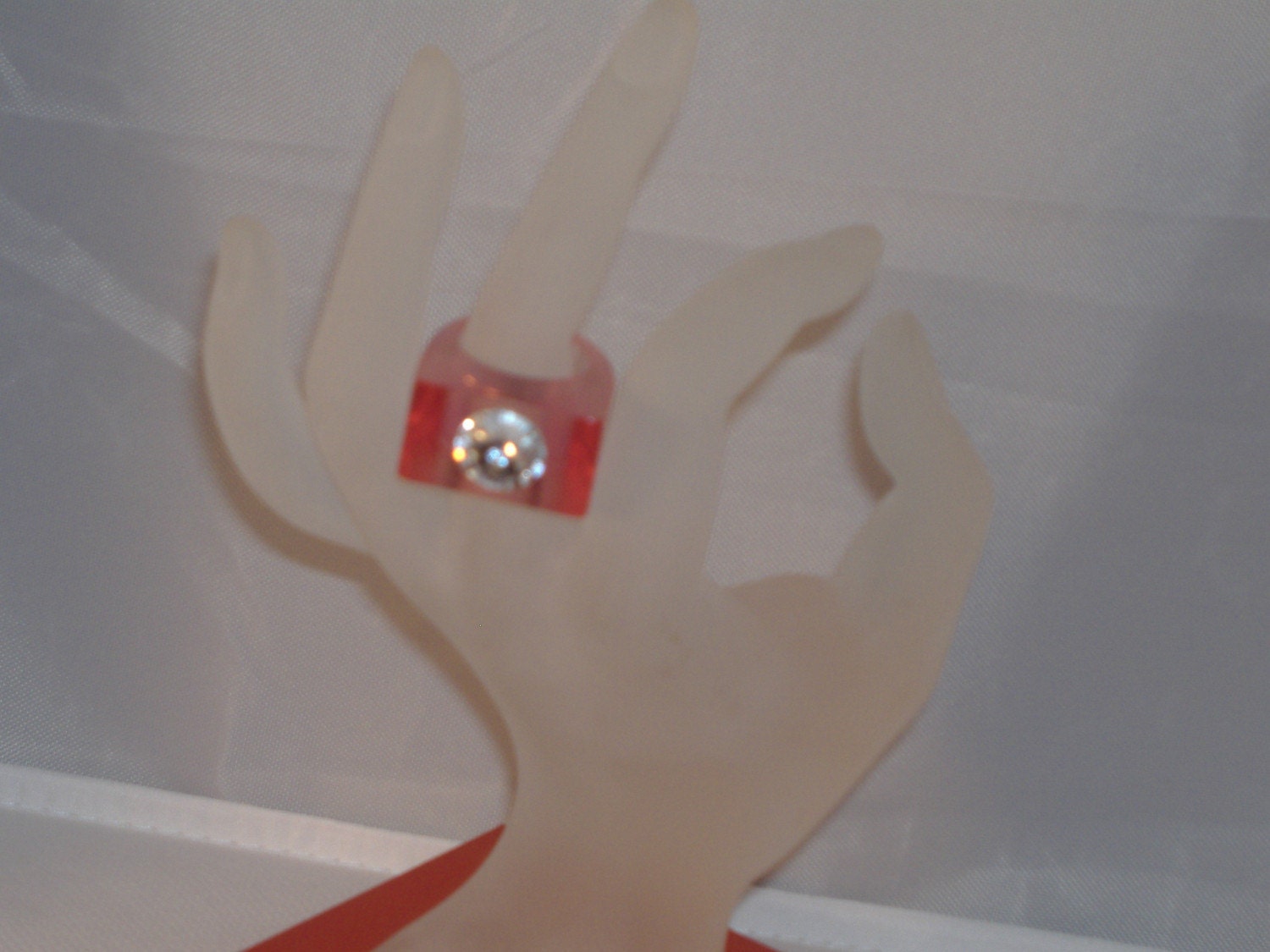 Pink Rectangle Lucite Ring 1980's- Other colors and sizes available