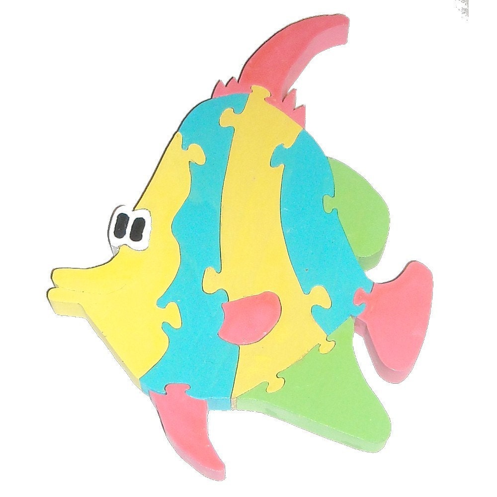 Handcrafted Wooden 3D Puzzle - Pastel Fish