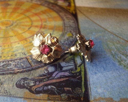 Pink and Silver Flower Post Earrings