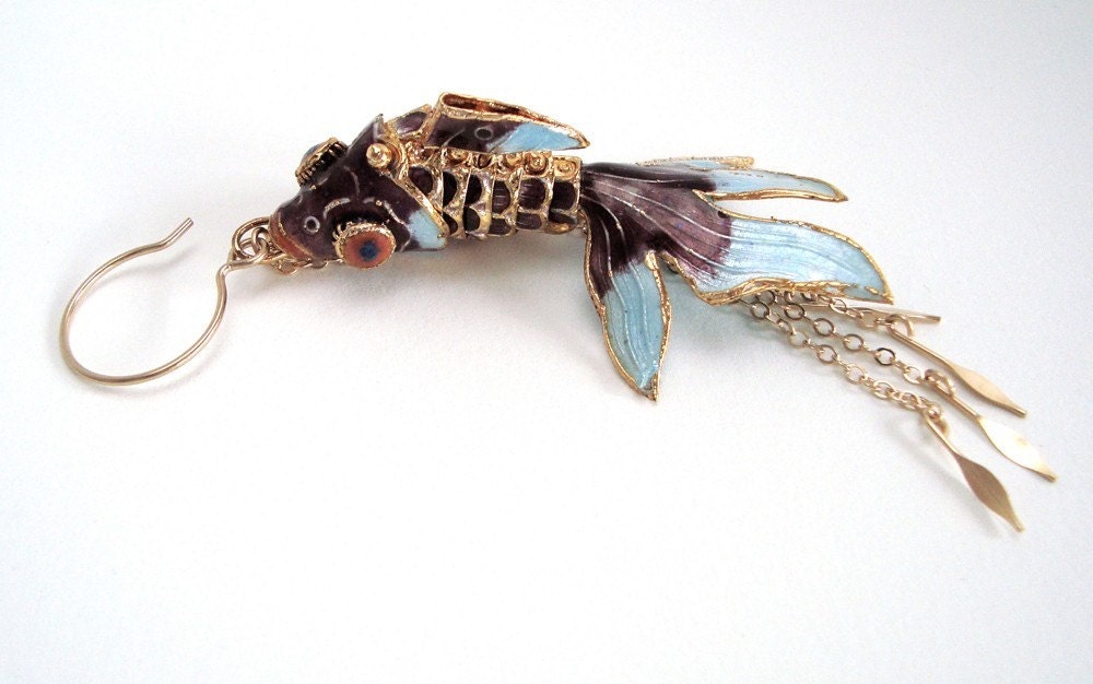 Cloisonne Fish Earrings
