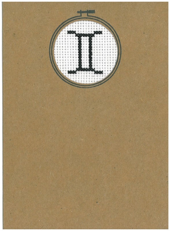 Zodiac Cross Stitched Card-Gemini