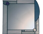 Blue and clear textured glass framed mirror
