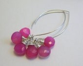 Hot Pink Chalcedony Cluster Drop earrings