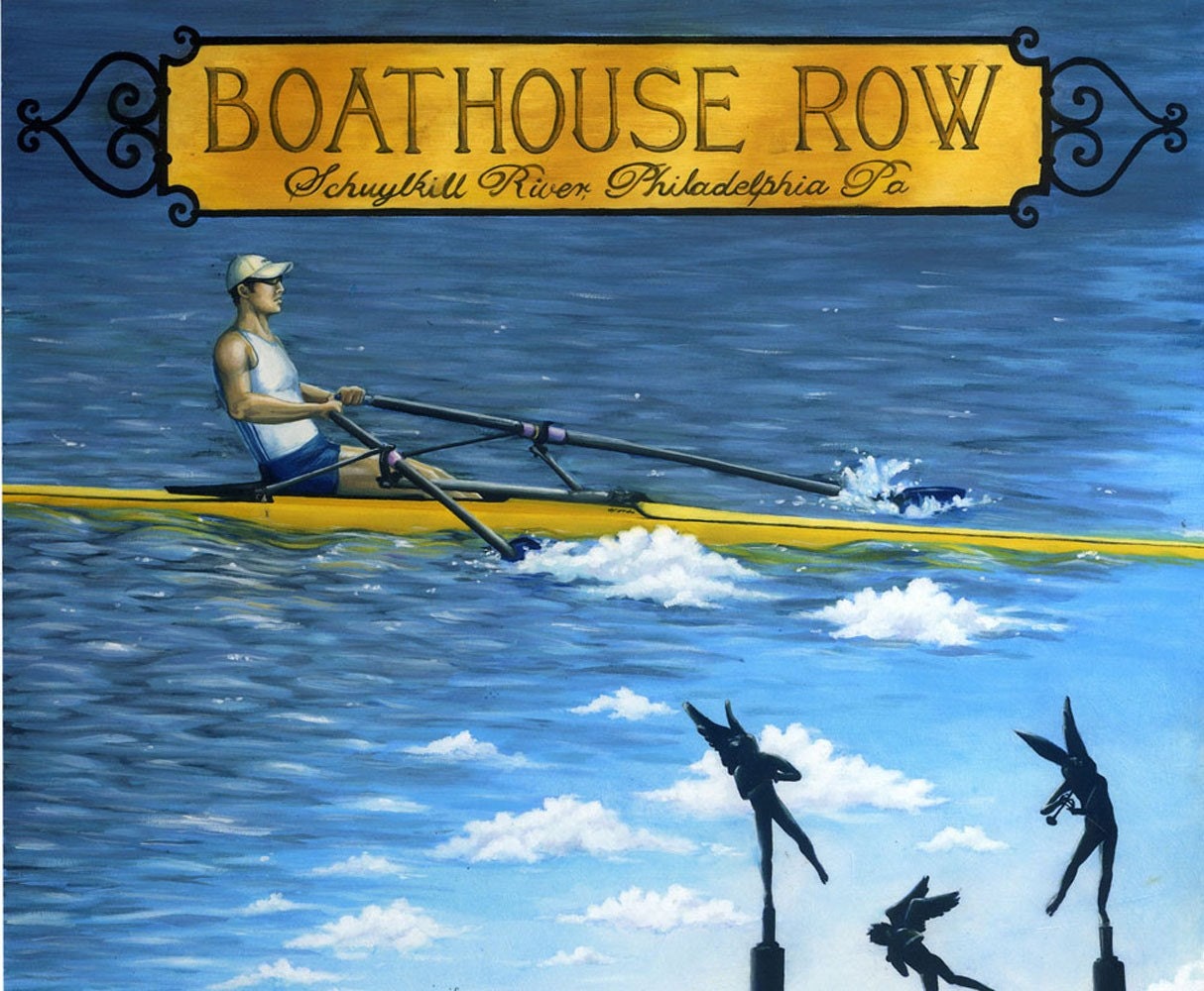 Boathouse Row illustration, 8x10 matted print(Philadelphia)