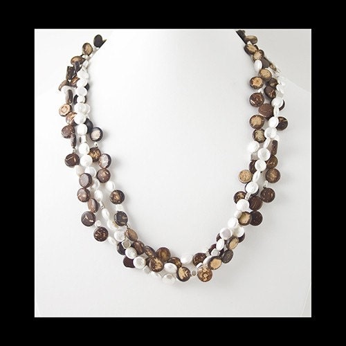 Natural Seed Necklace - Coconut Pearl Confetti - Eco Friendly