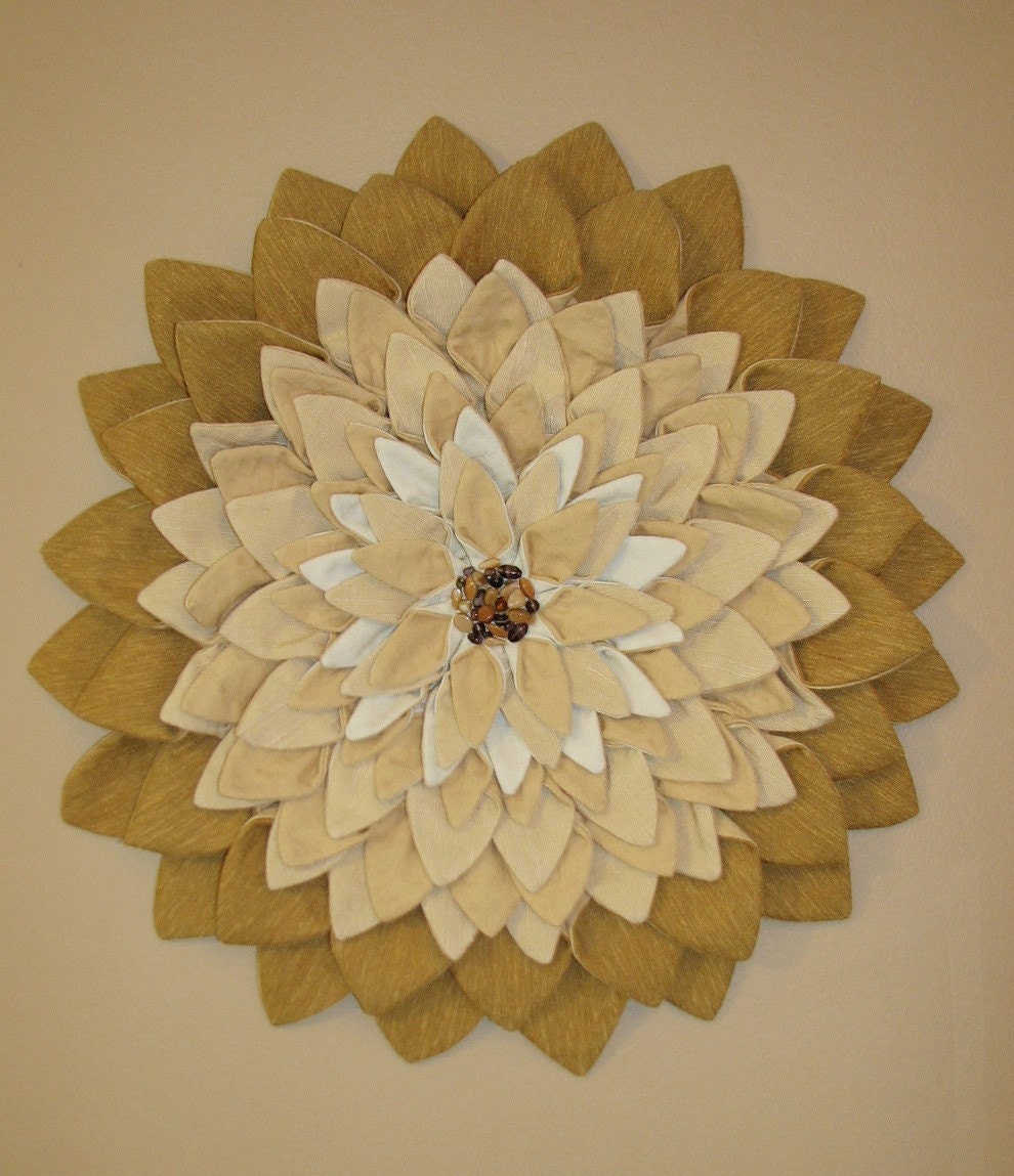 Wall Hanging - Camel Tan Fiber Art Textile Flower Wall Hanging
