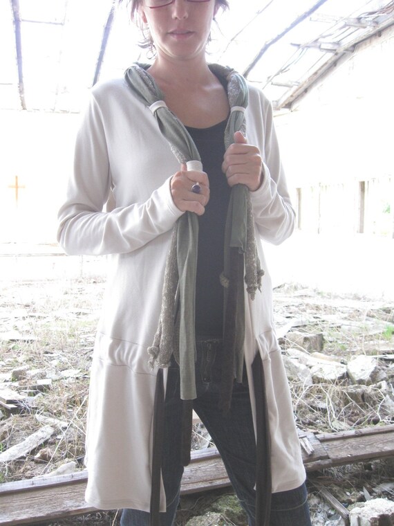 WINTER JACKET WITH THREADED SCARVES off white ON SALE NOW 99 INSTEAD OF 115 plus FREE SHIPPING