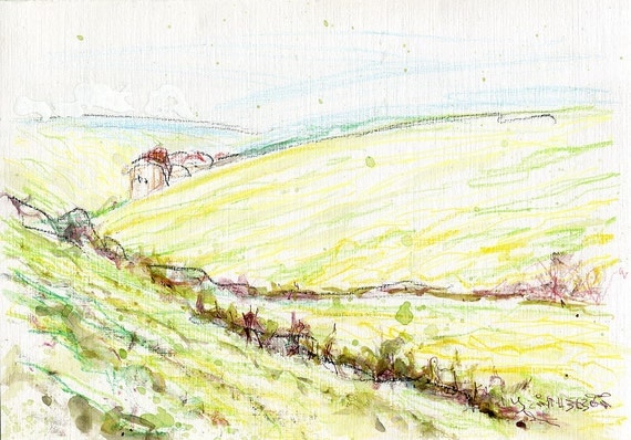 A quick sketch of East Midlands countryside (UK), 8 x 6 inches