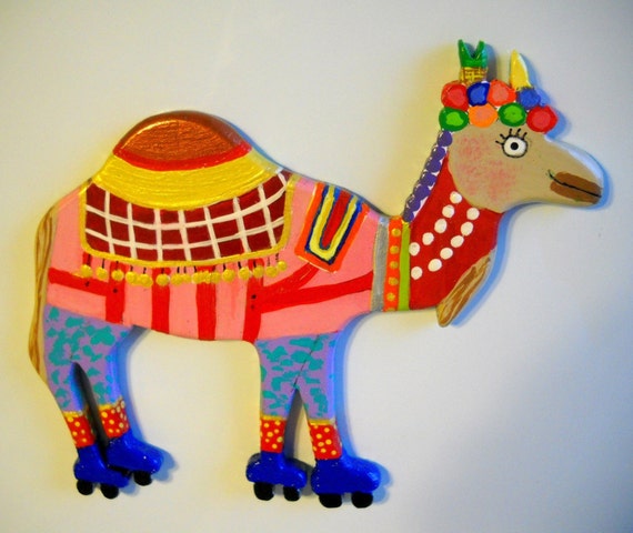 Fridge Magnet Large - Camel on Roller Skates