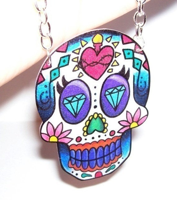 eyed sugar skull necklace