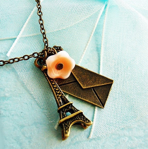 French Petite Eiffel Tower Charm Necklace by MaruMaru on Etsy from etsy.com