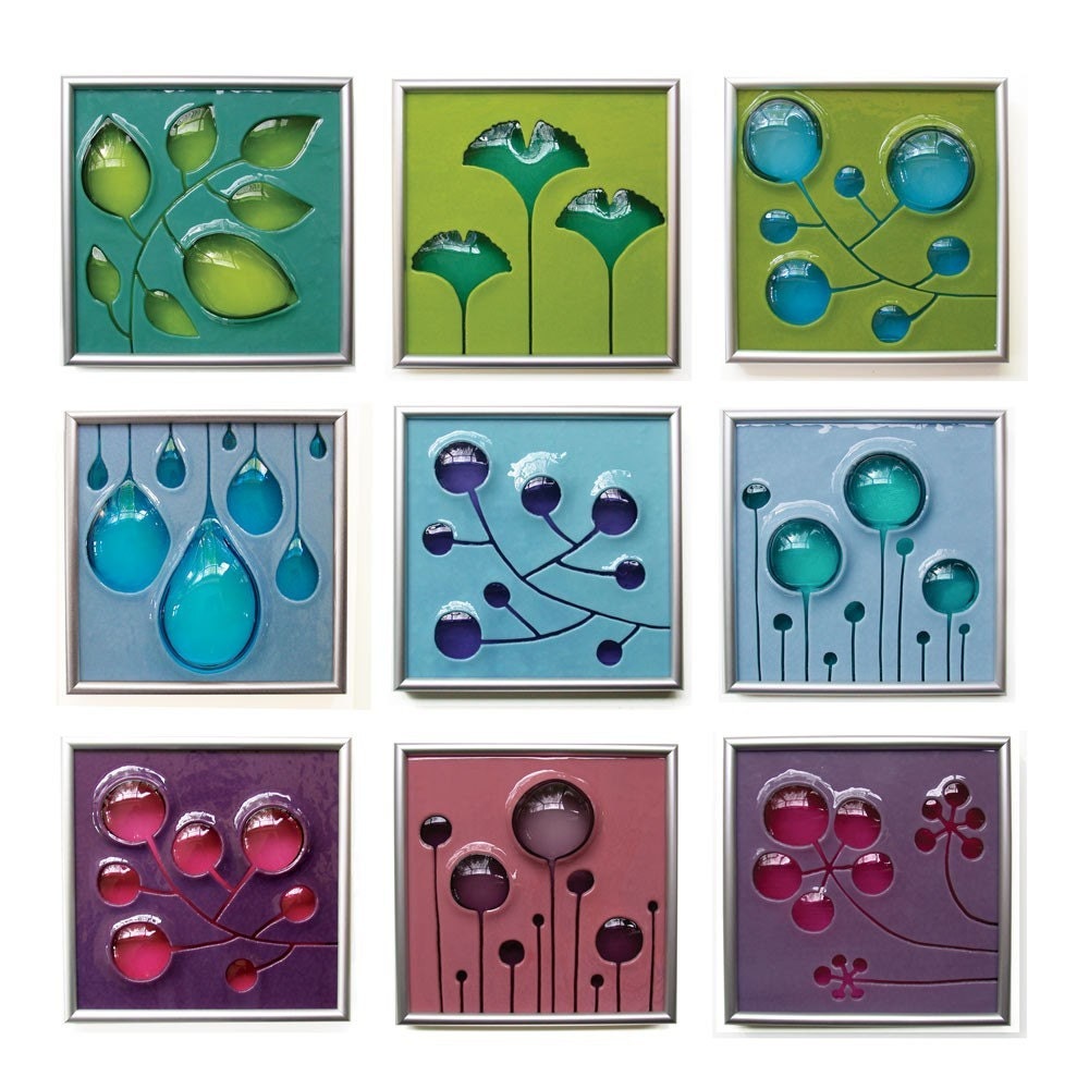 One Custom Hand Carved and Fused Glass Art Tile