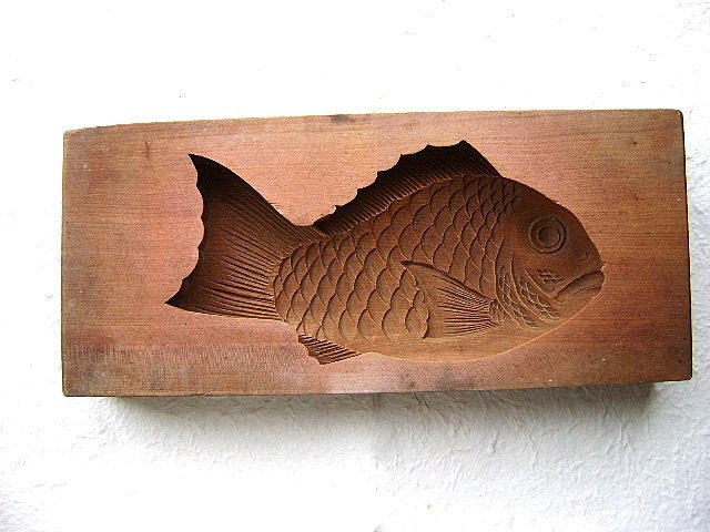 Vintage Japanese Sweets Mold Taiyaki fish shaped cake Kashigata BIG SIZE (P)