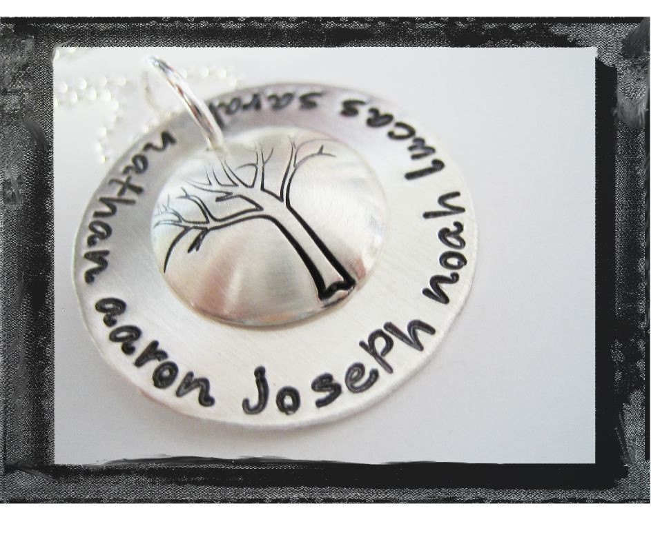 Hand Stamped Sterling Silver TREE OF LIFE Necklace ....new design