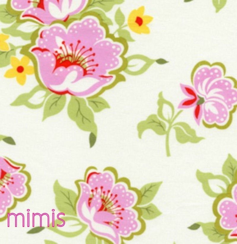 Nicey Jane Fabric / Heather Bailey / Church Flowers in Pink / 1 Yard Quilt Apparel Fabric